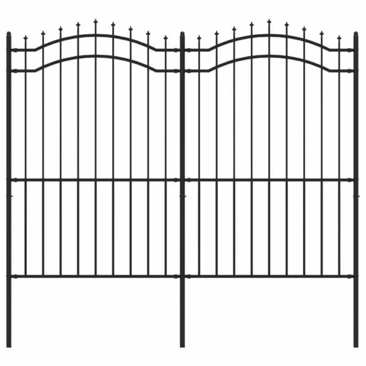Garden Fence with Spear Top Black 239x175 cm Powde - Image 1