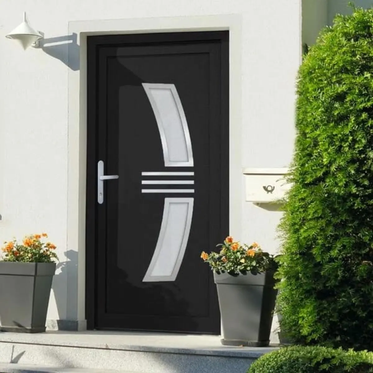 Front Door Anthracite 88x200 cm PVC - Image 2