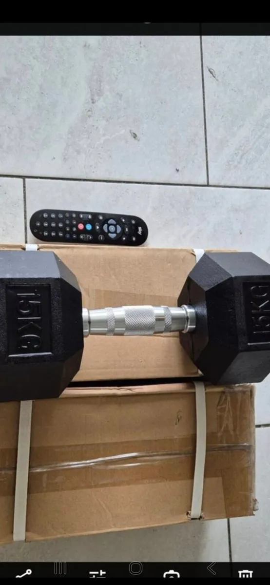 Brand new 2x15 kilo hex dumbbells - Image 1