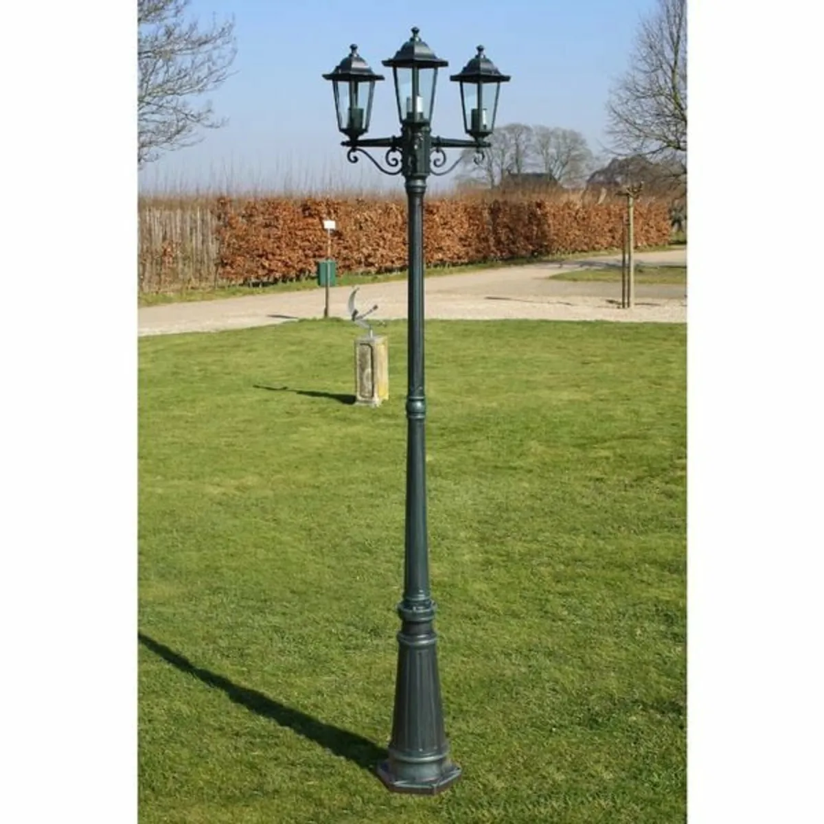 Garden Light Post 3-arms 215 cm Dark Green/Black A - Image 1