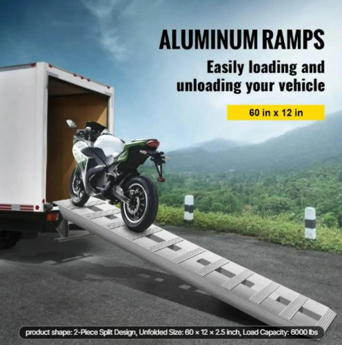 152.4 x 30.5 cm Aluminum Trailer Ramps 2721.6 kg - Image 2