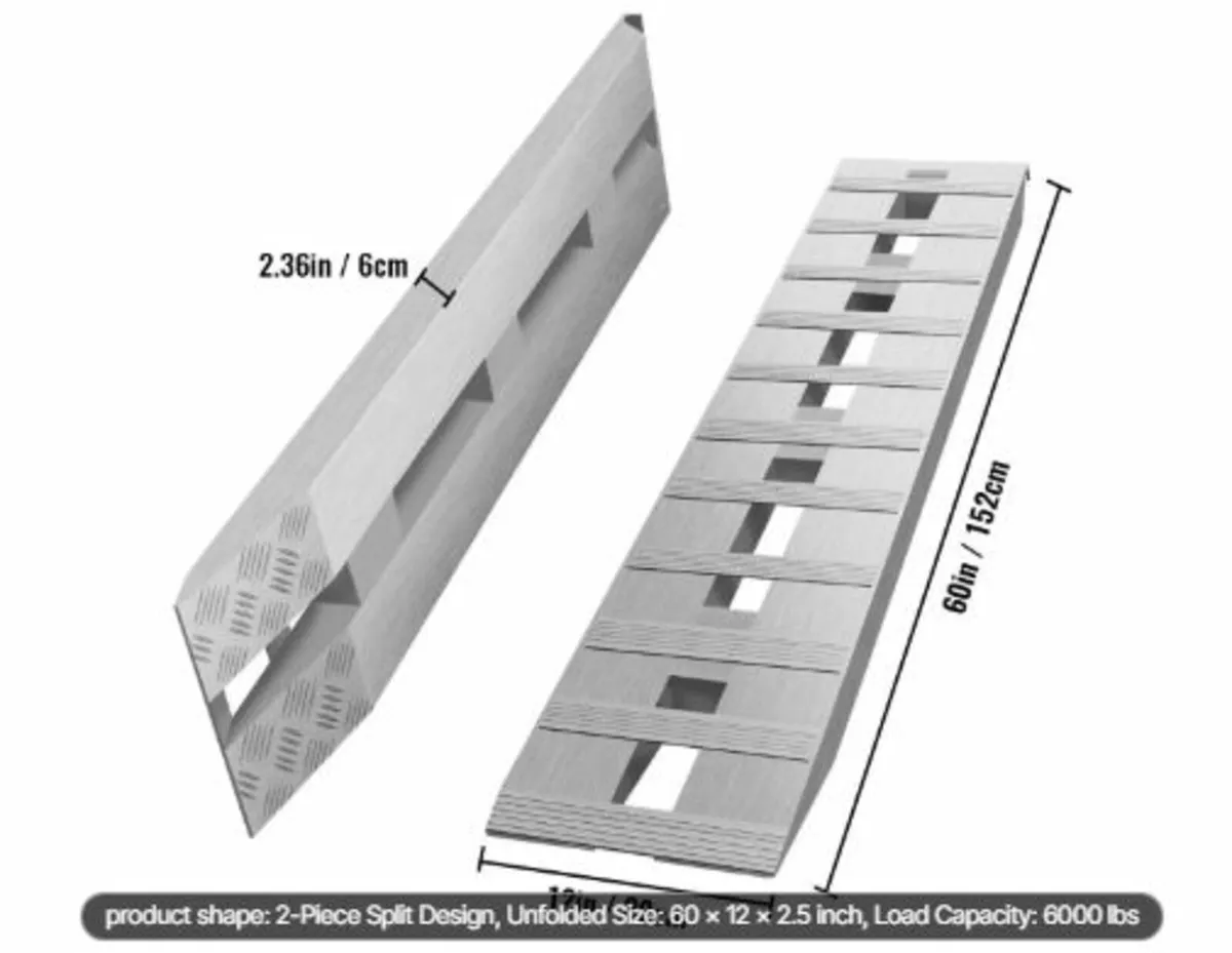152.4 x 30.5 cm Aluminum Trailer Ramps 2721.6 kg - Image 3