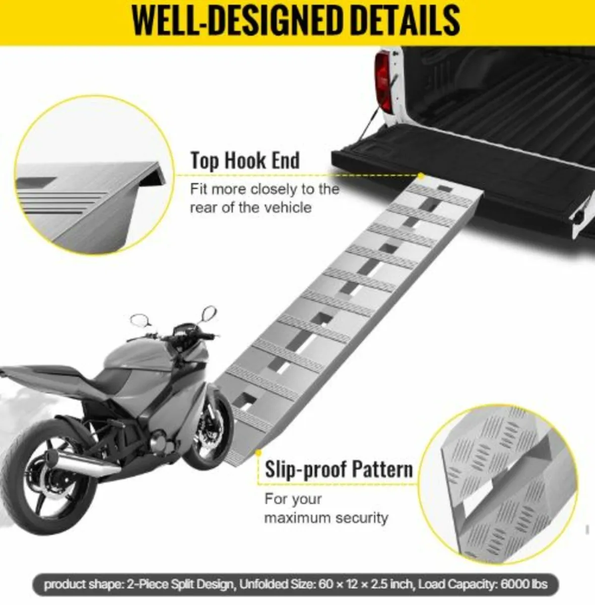 152.4 x 30.5 cm Aluminum Trailer Ramps 2721.6 kg - Image 4