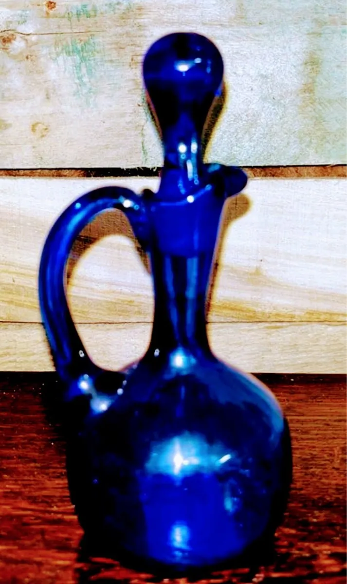 Antique cobalt blue pitcher with lid - Image 2