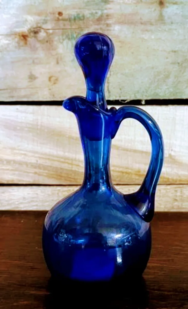 Antique cobalt blue pitcher with lid - Image 3