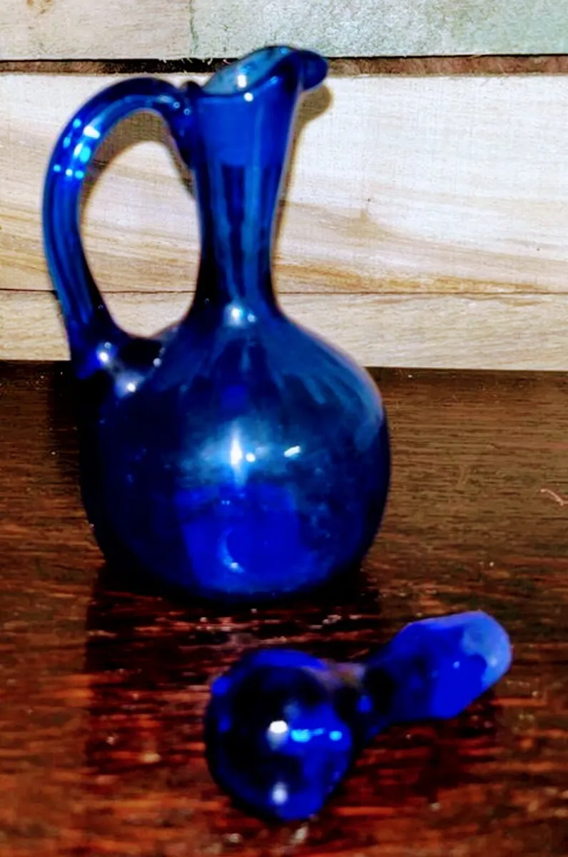 Antique cobalt blue pitcher with lid - Image 4