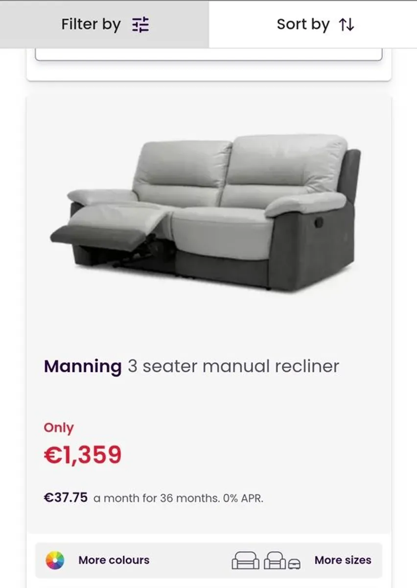 Manning 3 Seater Manual Recliner - Image 1