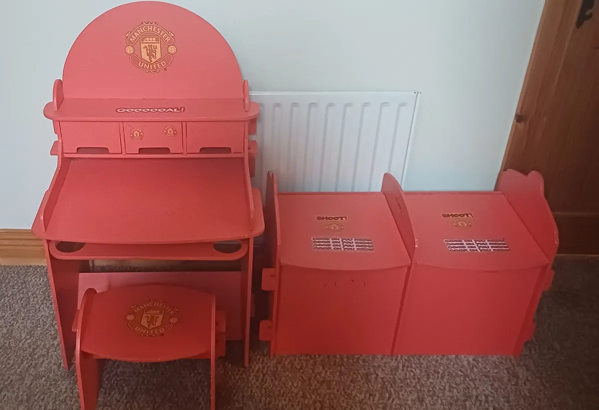 Childs desk with stool and storage box