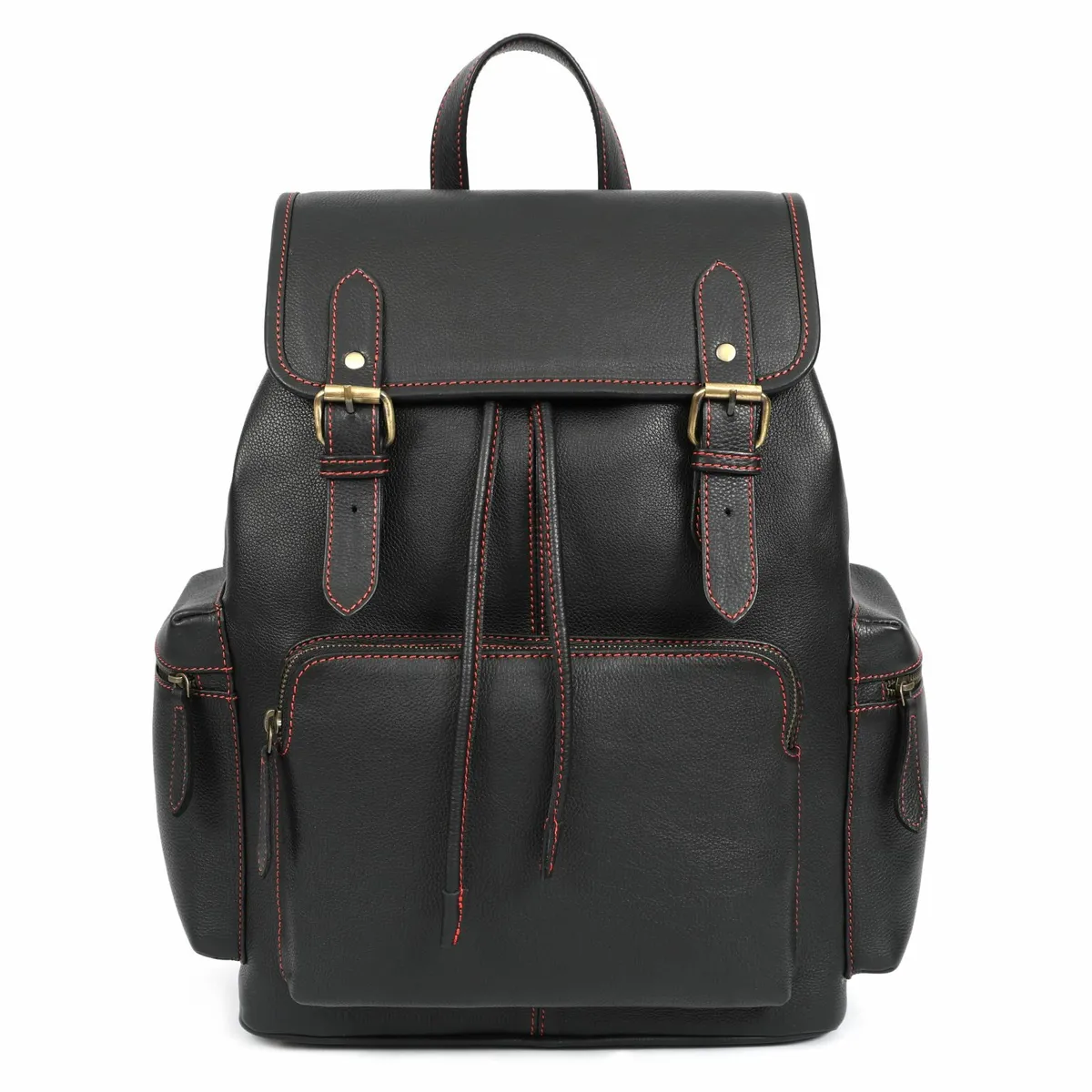 Premium Black Leather Backpack Travel Bag - Image 3