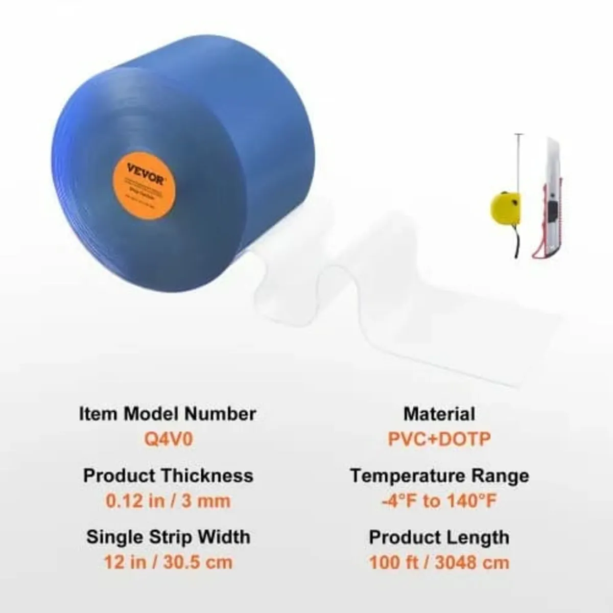 Clear PVC Strip Curtain, 30.5 m Length x 30.5 cm W - Image 2