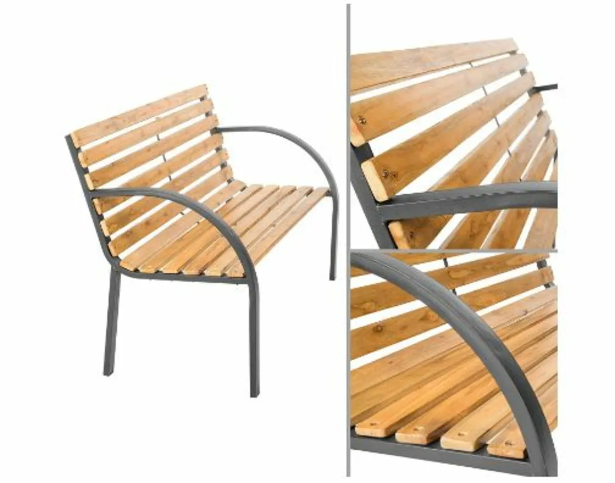 Wooden Garden Bench Chair with Weather Resistance - Image 2