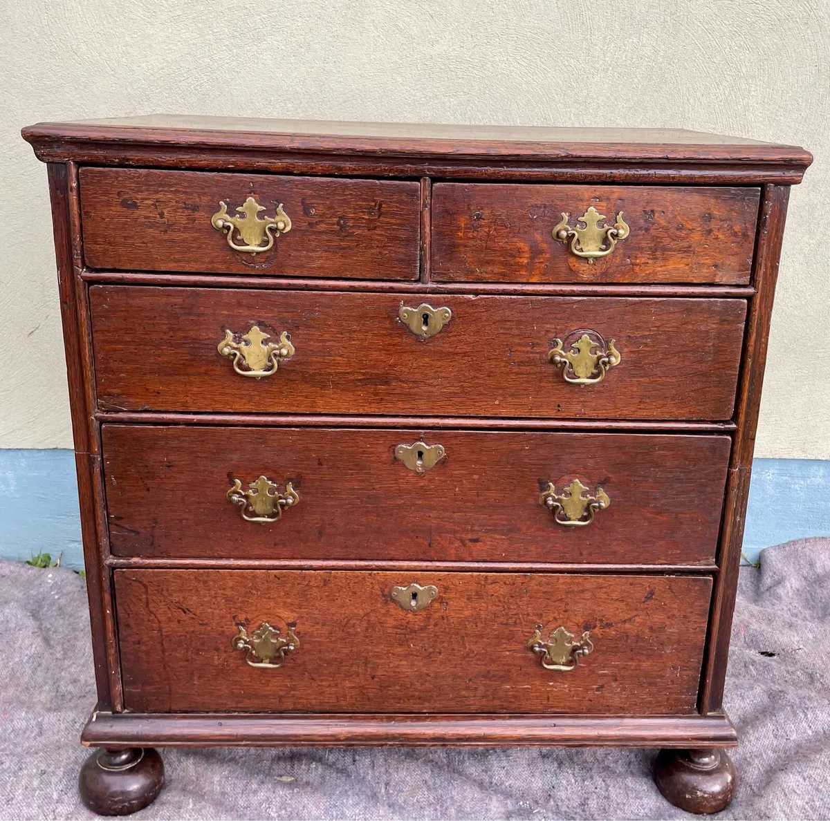 Antique Oak 5 Drawer Chest Drawers - Image 1