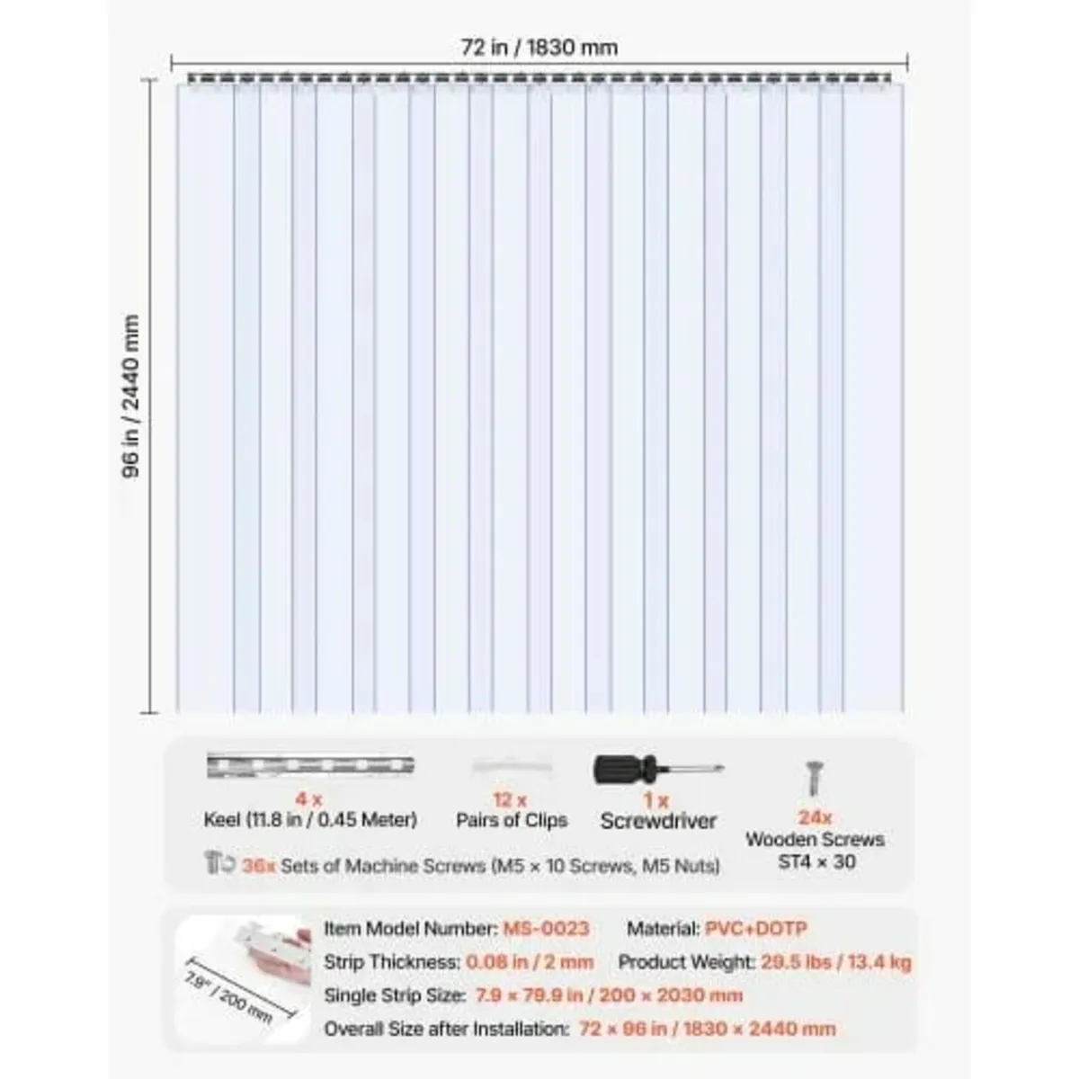 Strip Curtain, 2.4 m Height x 1.8 m Width x 2 mm T - Image 2