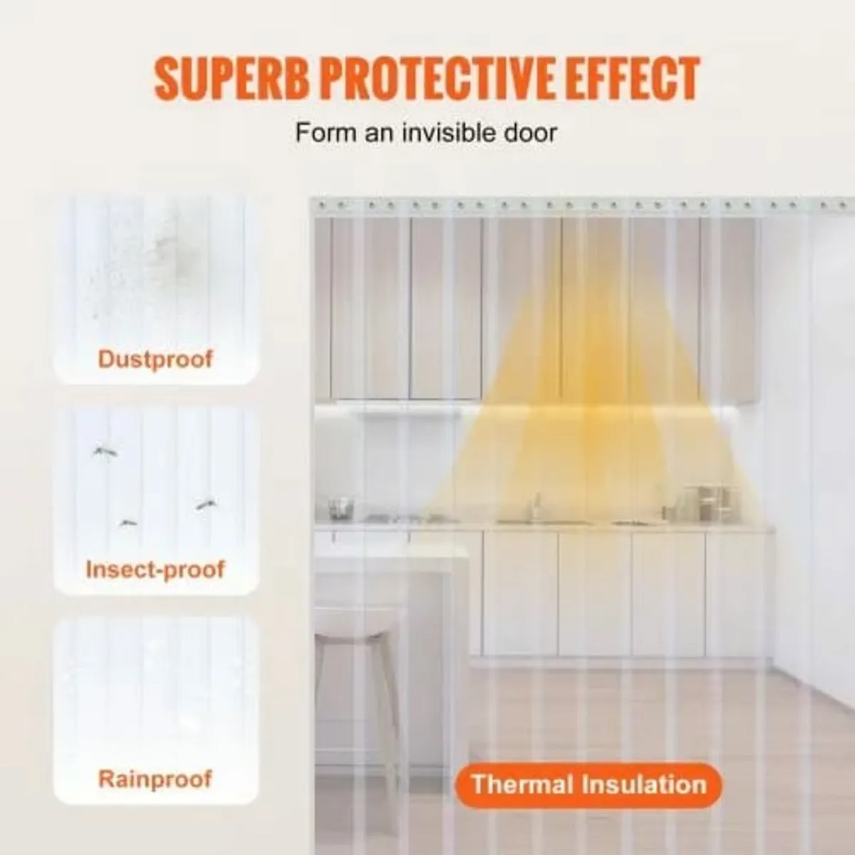 Strip Curtain, 15 m Length x 20 cm Width, Plastic - Image 4