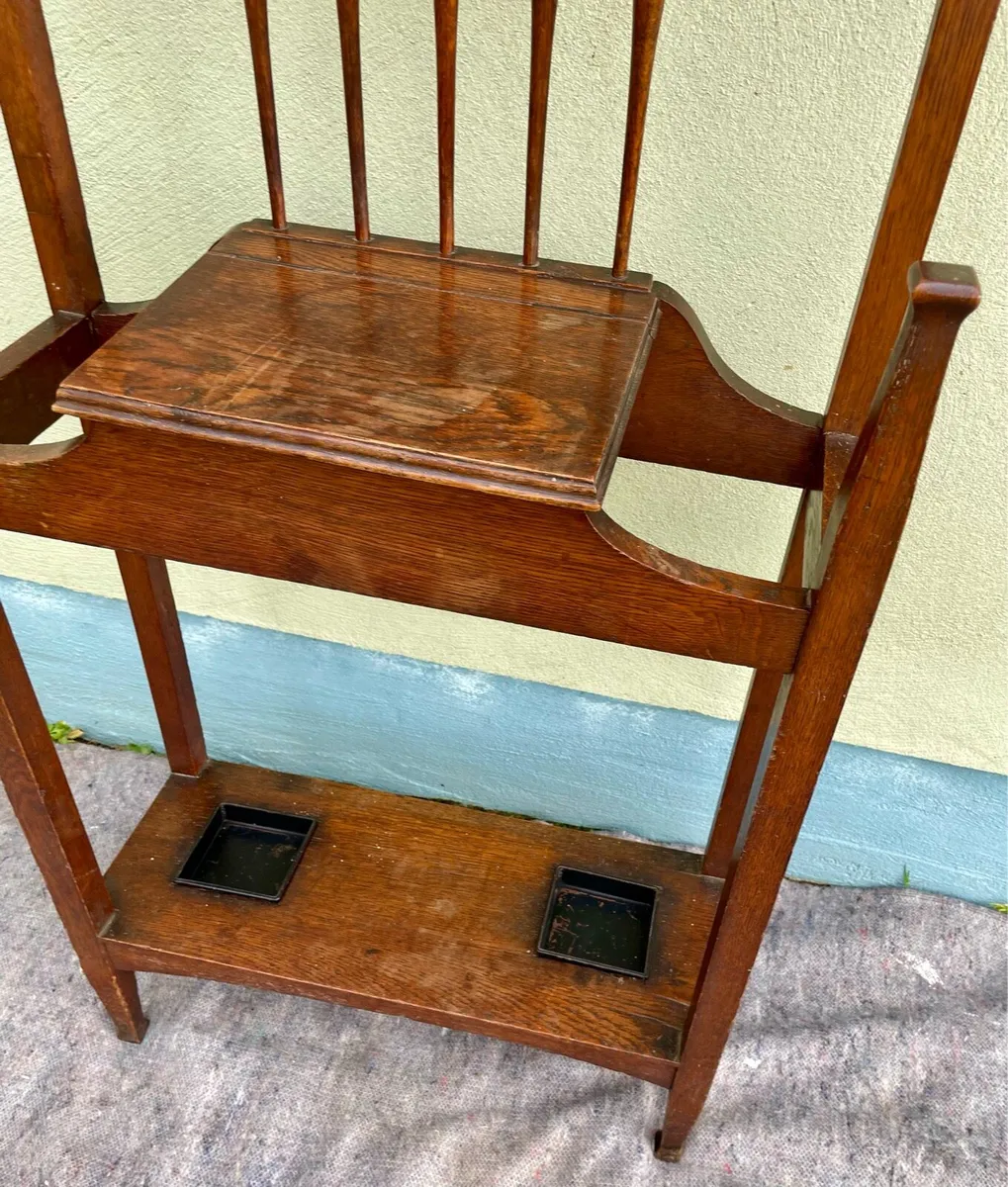 Old Oak hall stand and mirror - Image 2