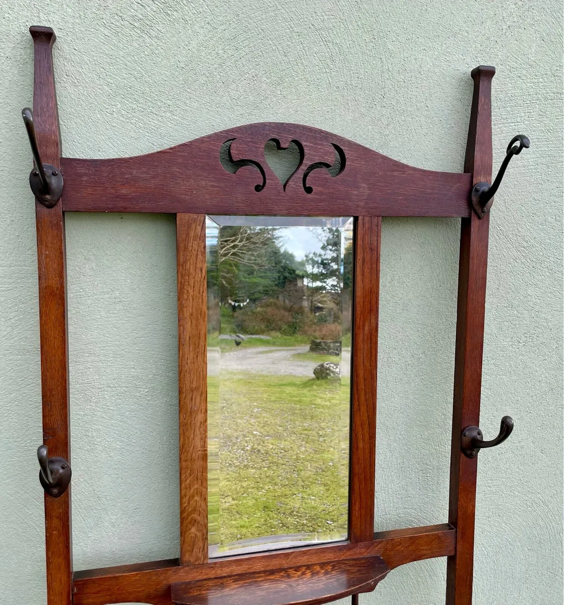 Old Oak hall stand and mirror - Image 3