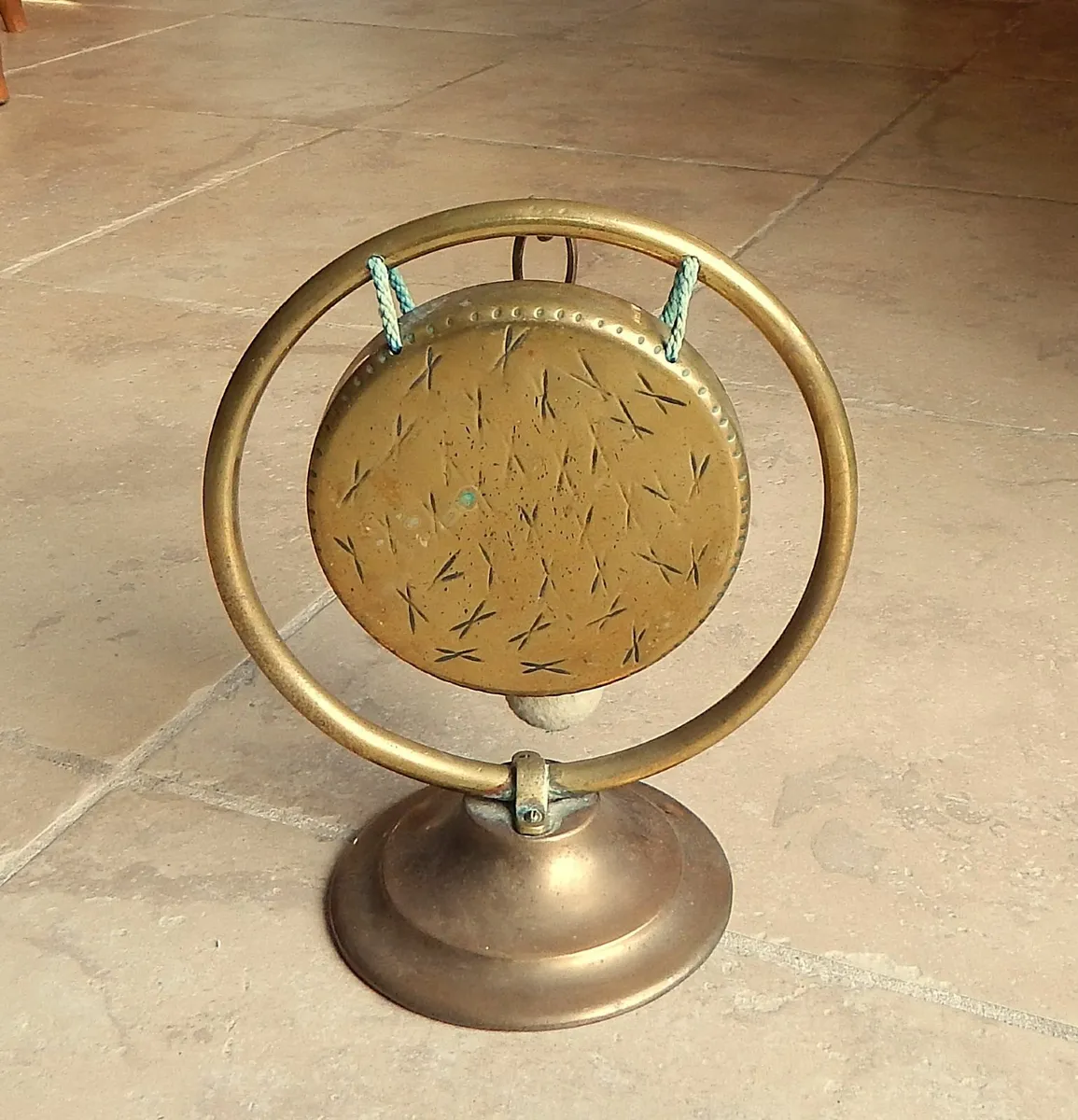 Vintage Brass Dinner Gong & Striker - Image 1