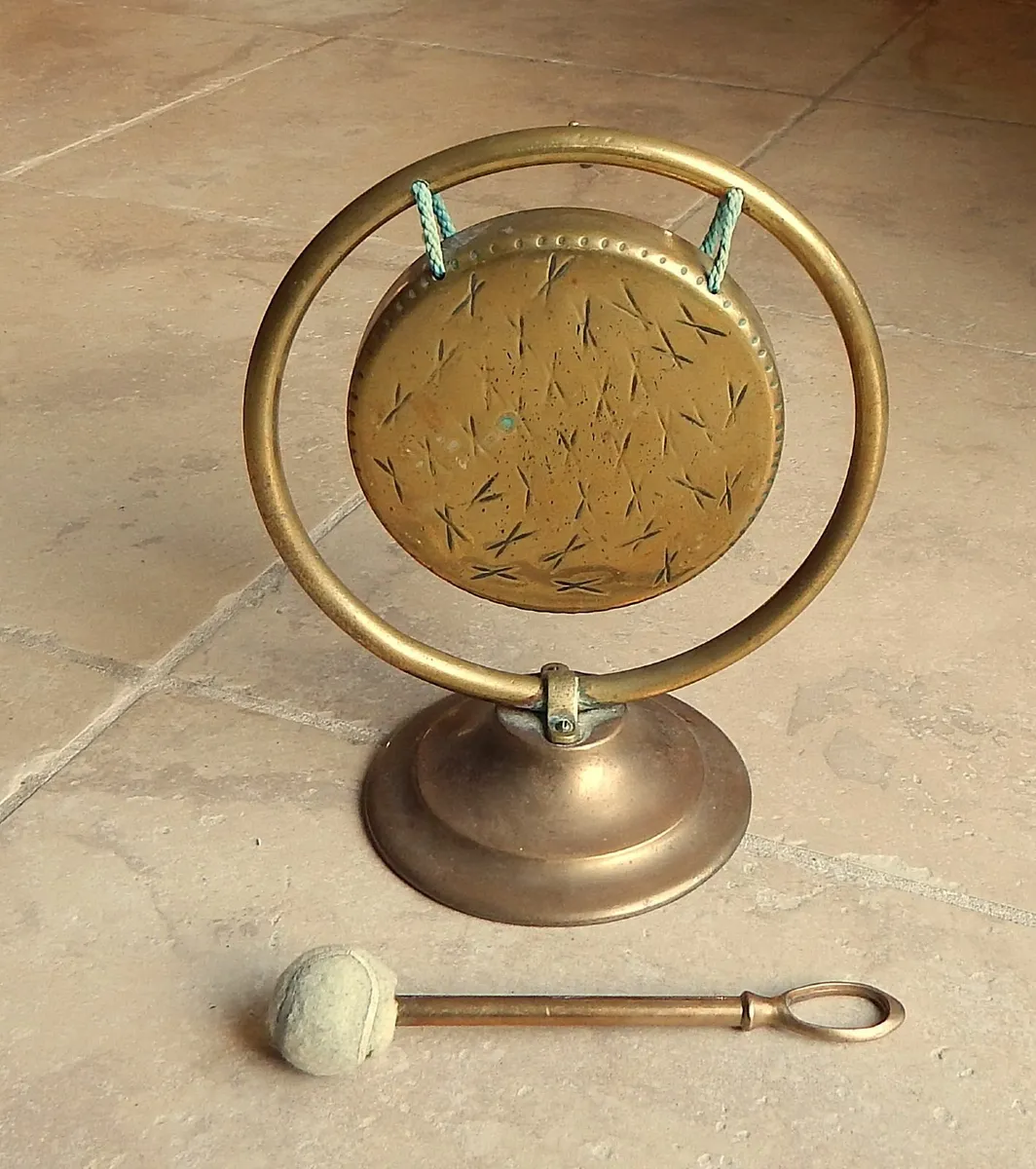 Vintage Brass Dinner Gong & Striker - Image 2