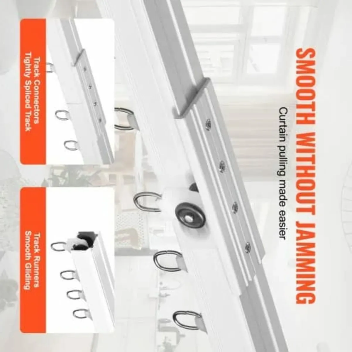 Ceiling Curtain Track Set, 17.7 FT/5.4 Meter, Slid - Image 1