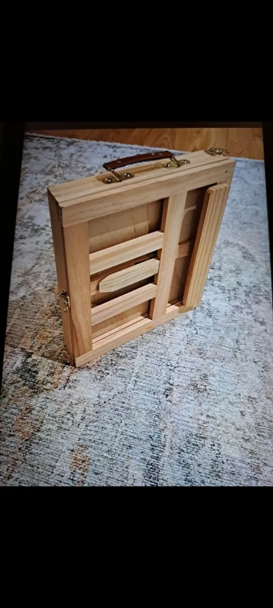 Empty wooden paint box with own easel - Image 1