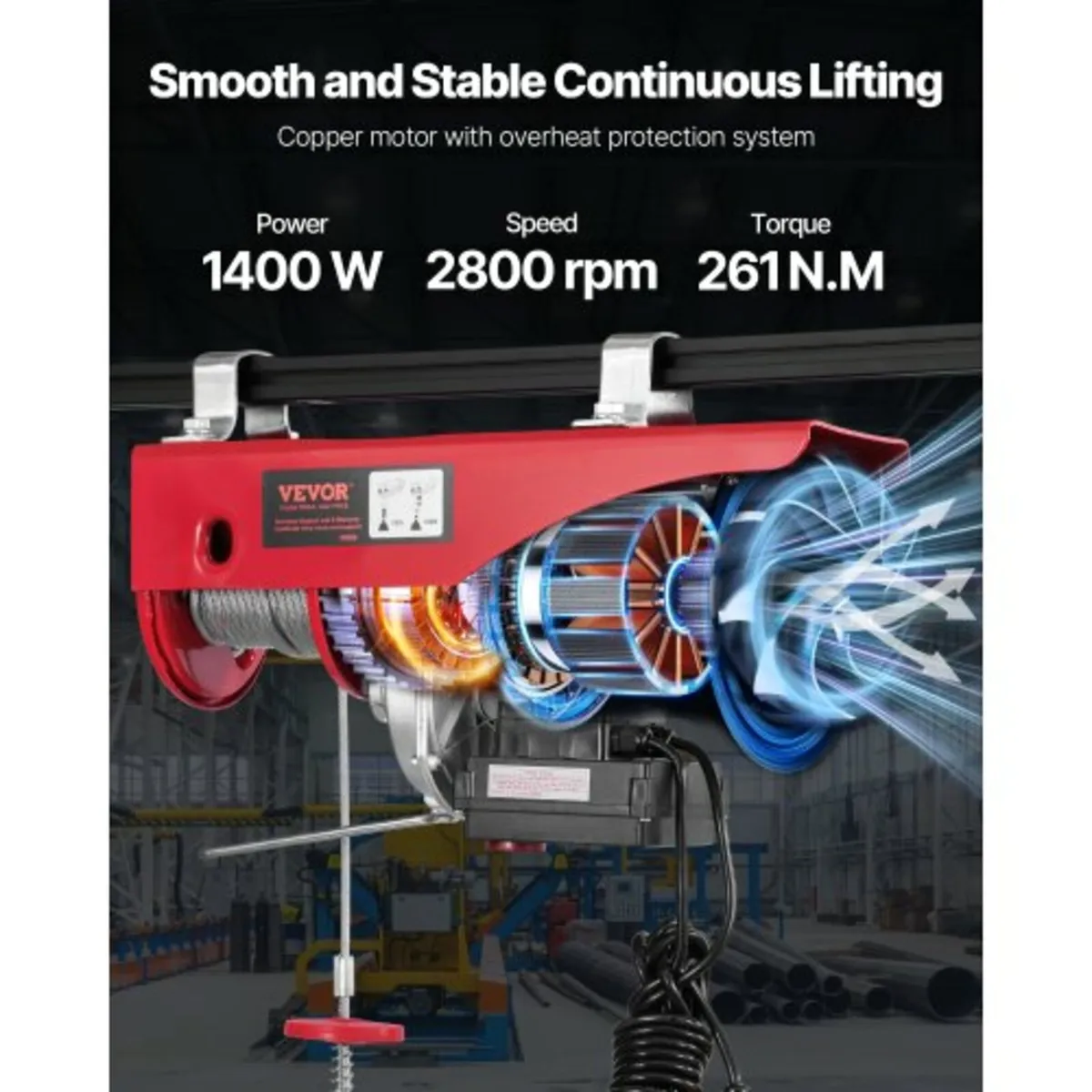 Electric Hoist Crane Winch 997.9 kg 9997.4 cm Wire - Image 4