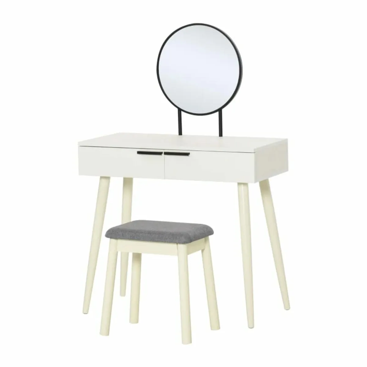 Dressing Table with Mirror and Stool, Vanity Makeu - Image 4