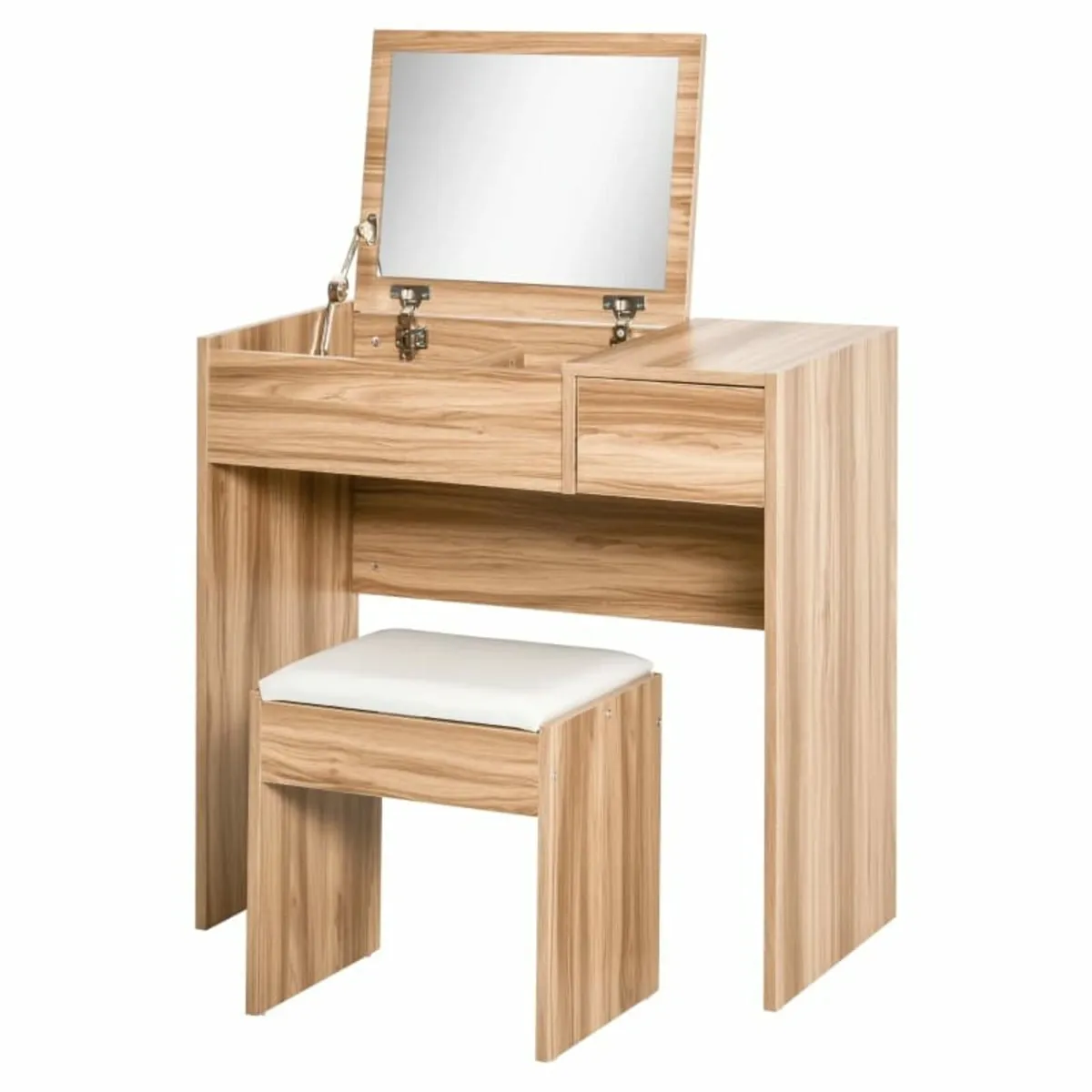 Makeup Desk with Drawer, Vanity Table Set with Fli - Image 1