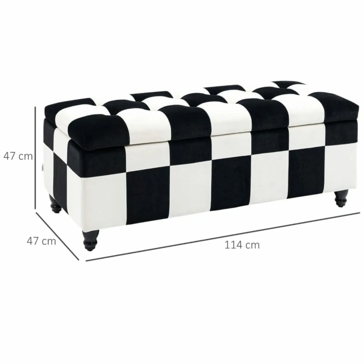 114 x 47 x 47cm Velvet Storage Ottoman, Button-tuf - Image 3