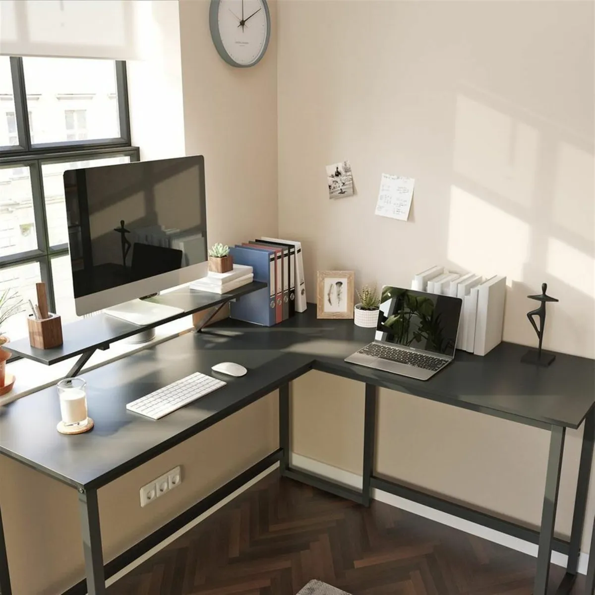 New L-Shaped Computer Desk (Black) - FREE P&P - Image 1