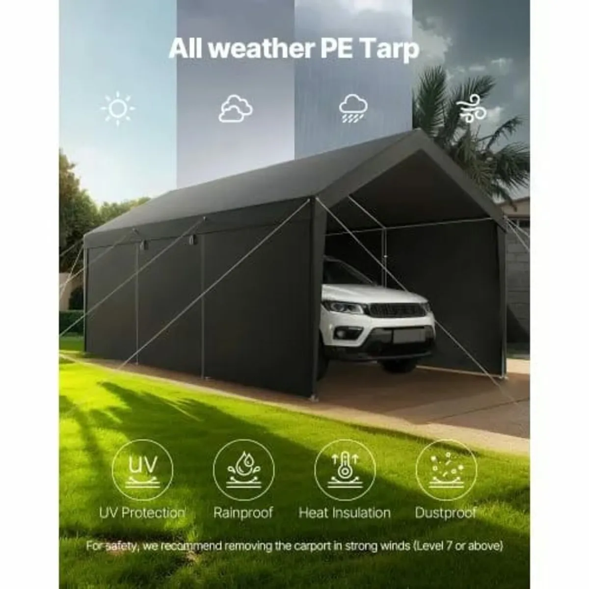 Carport, 10 x 20 FT Outdoor Car Canopy, Potable Ca - Image 4