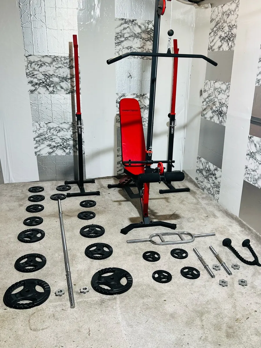 STEEL WEIGHTS RACK STANDS BENCH BARBELL DUMBBELLS - Image 3