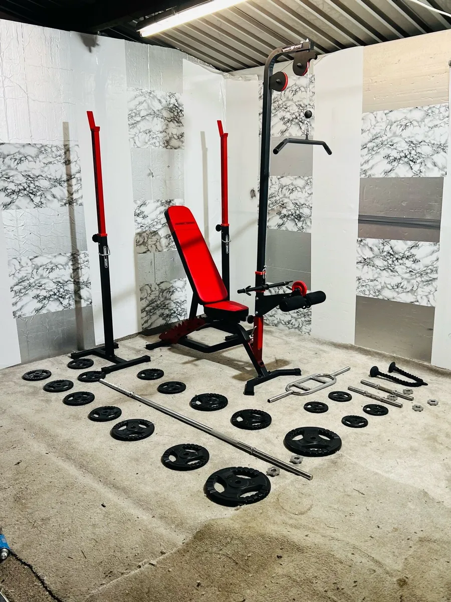 STEEL WEIGHTS RACK STANDS BENCH BARBELL DUMBBELLS - Image 4