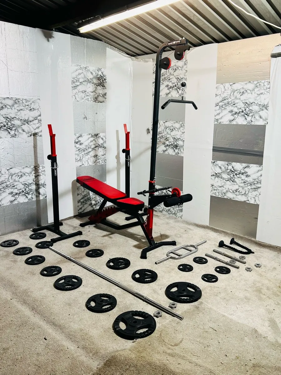 STEEL WEIGHTS RACK STANDS BENCH BARBELL DUMBBELLS - Image 2