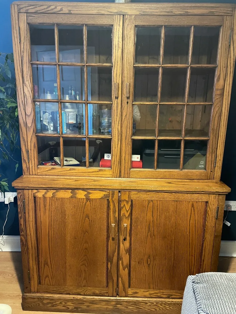 Oak display cabinet / bookcase