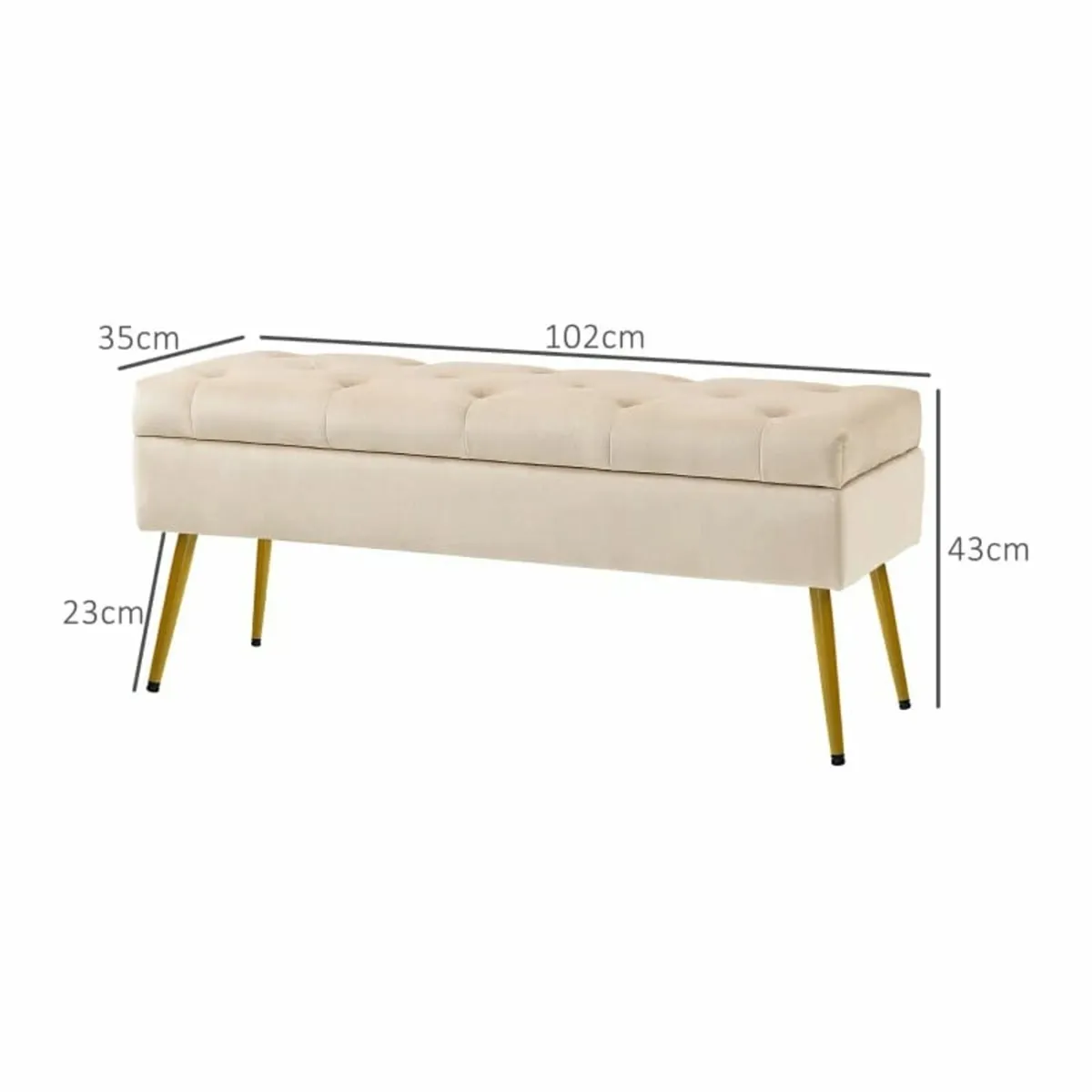 Velvet-Look Storage Bench, Padded Footstool with T - Image 3