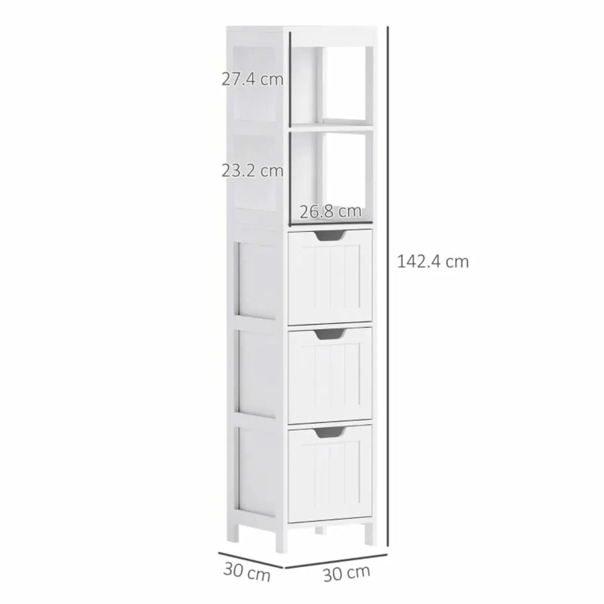Bathroom Cabinet, 2 Shelves, 3 Drawers, Water-Resi - Image 3