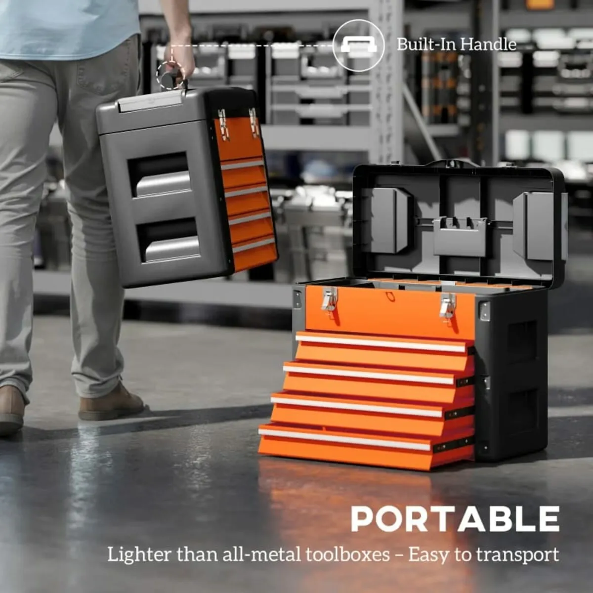 4 Drawers Large Toolbox - Orange
Shipped by Aosom - Image 2