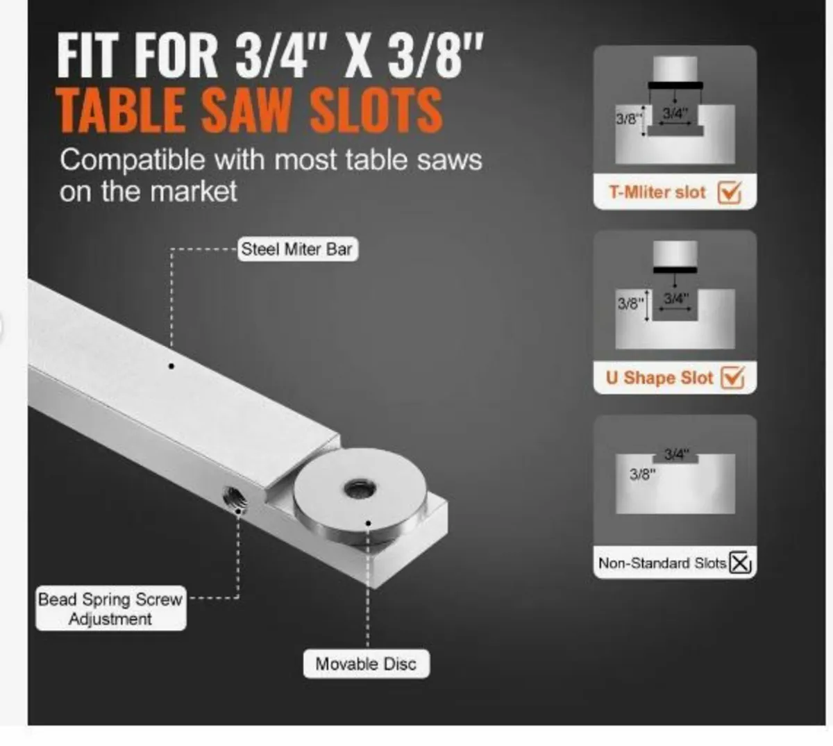 Precision Miter Gauge, Standard Slot 19 x 9.5 mm - Image 2