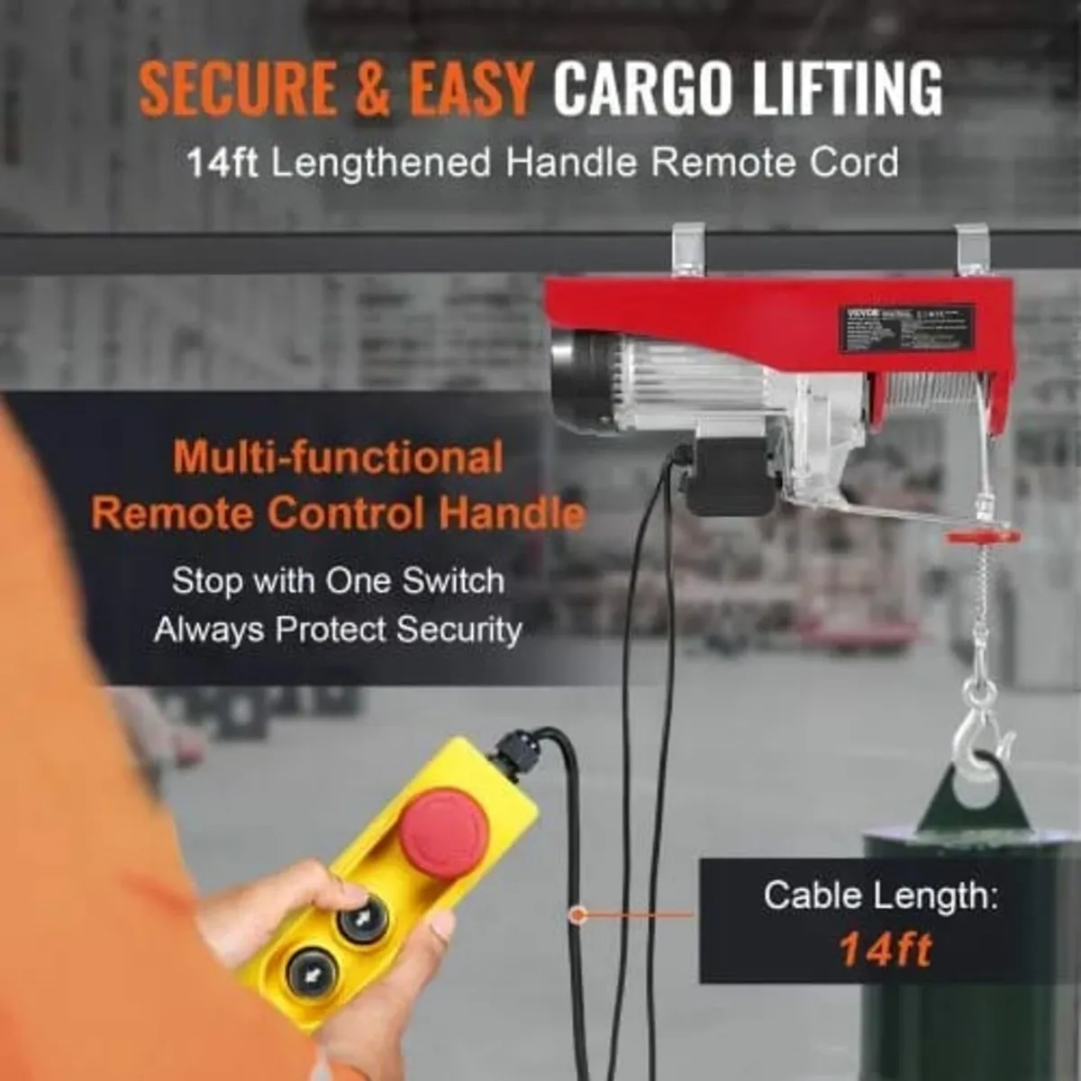 Electric Hoist Crane Winch 1197.5 kg with 426.7 cm - Image 2