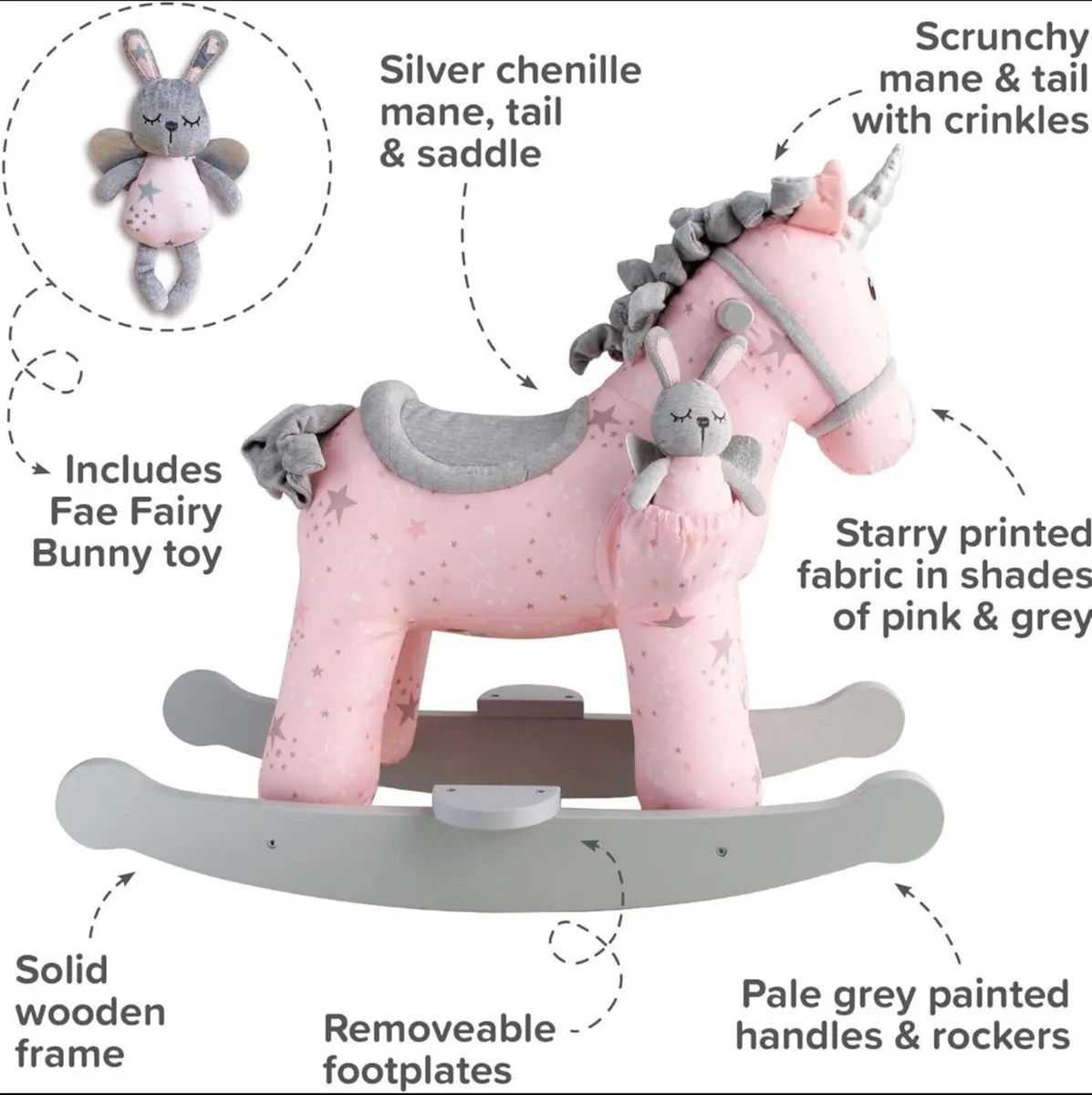 Pink & Grey Rocking Horse - Image 3