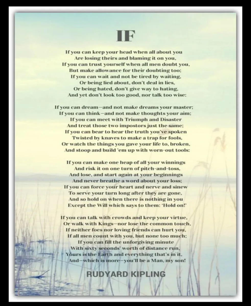 If By Rudyard Kipling Poem Metal Wall Plaque Sign