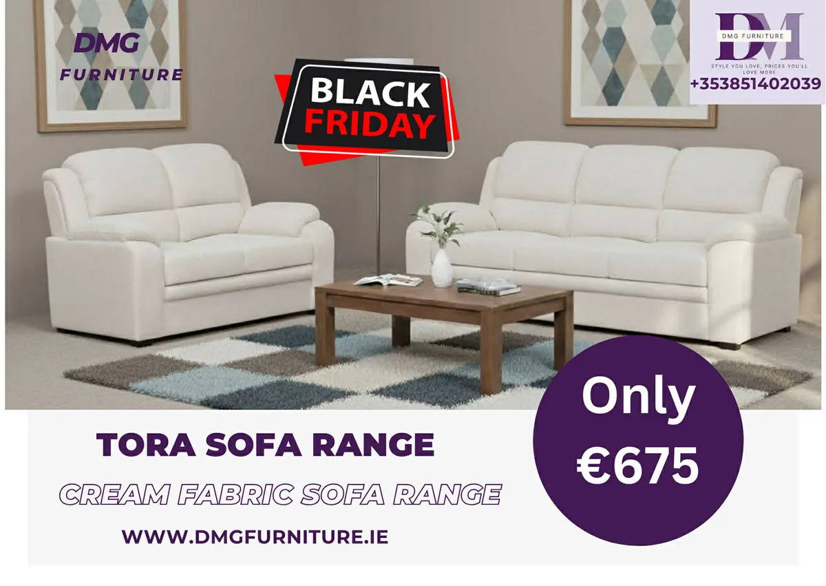 New 3+2 Grey Tora Fabric Sofa Black Friday Sale - Image 2