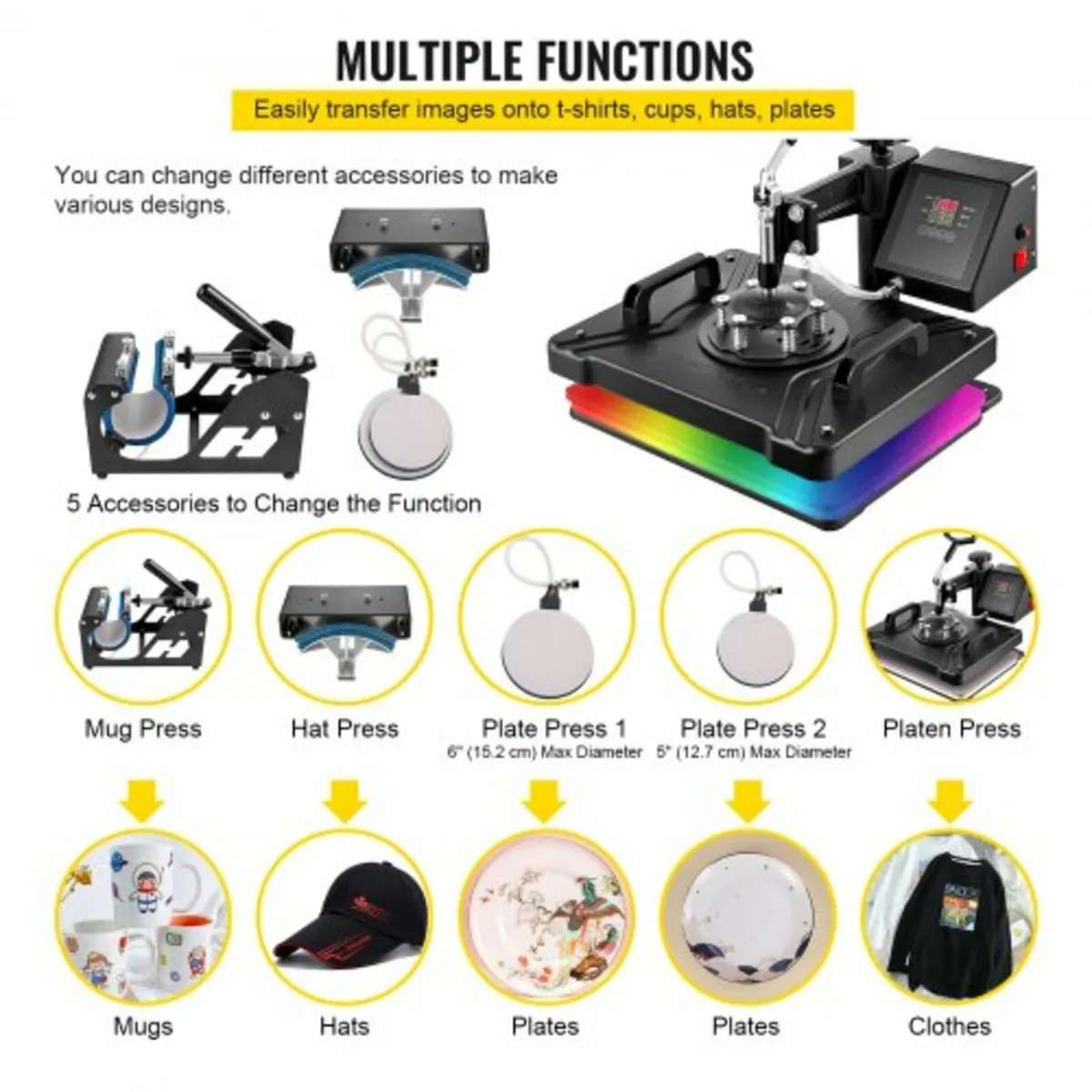5 in 1 Heat Press Machine 38x30cm T-shirt Press Mu - Image 2
