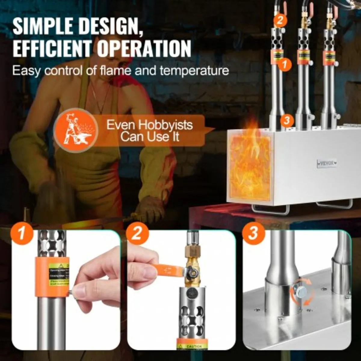 Portable Propane Forge, 3 Burner Farrier Forge, 26 - Image 3