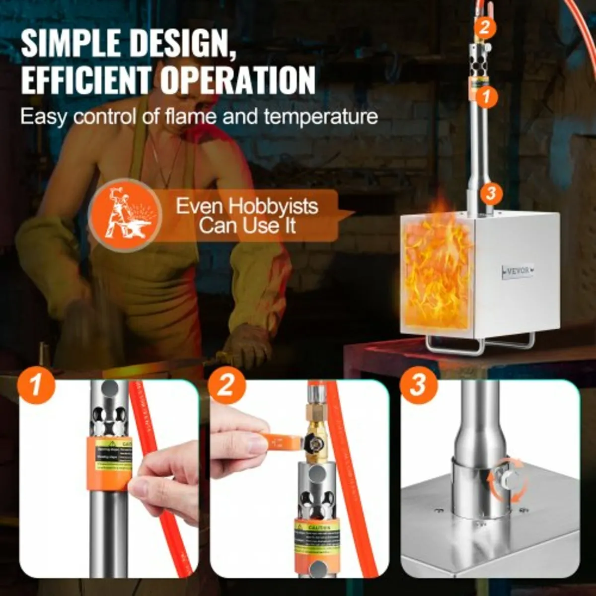 Propane Forge, 1 Burner Farrier Forge, 2600℉ Tool - Image 2