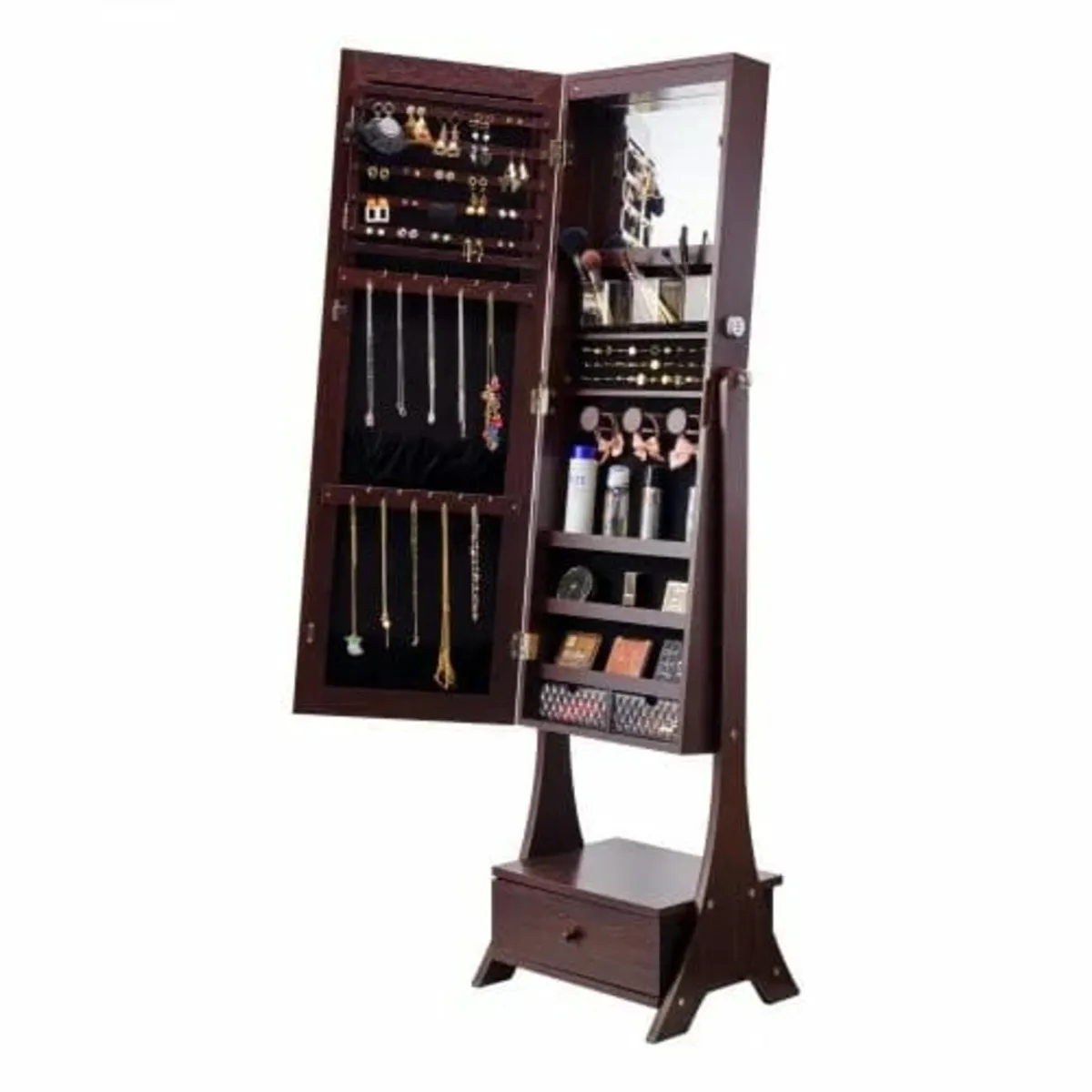 Mirror Jewelry Cabinet, Standing Mirror with Stora - Image 1