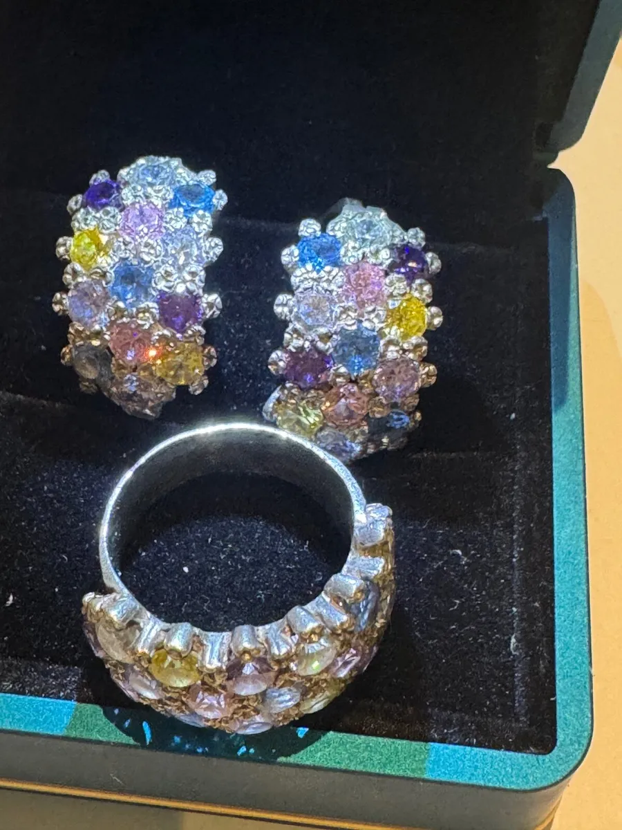 Silver Earrings & Ring - Image 1