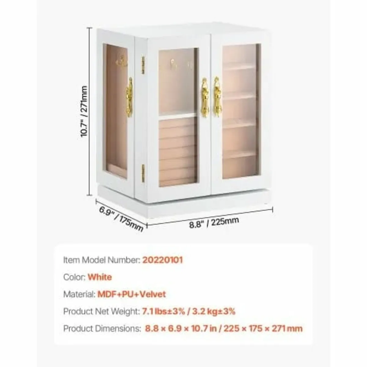 Jewelry Box, 360° Rotating Jewelry Organizer with - Image 2