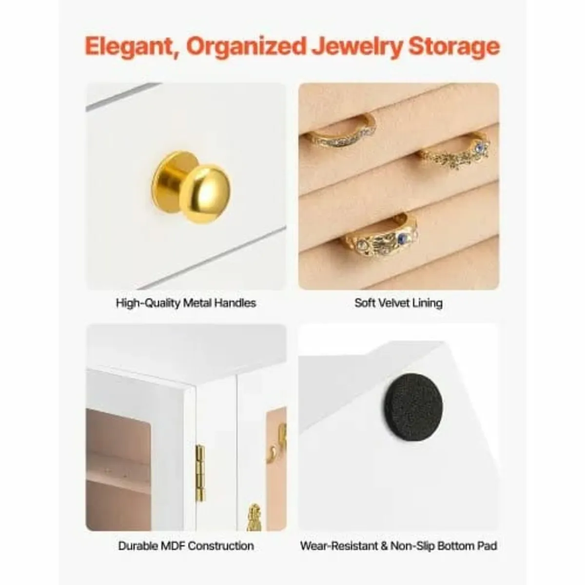 Jewelry Box, 360° Rotating Jewelry Organizer with - Image 3