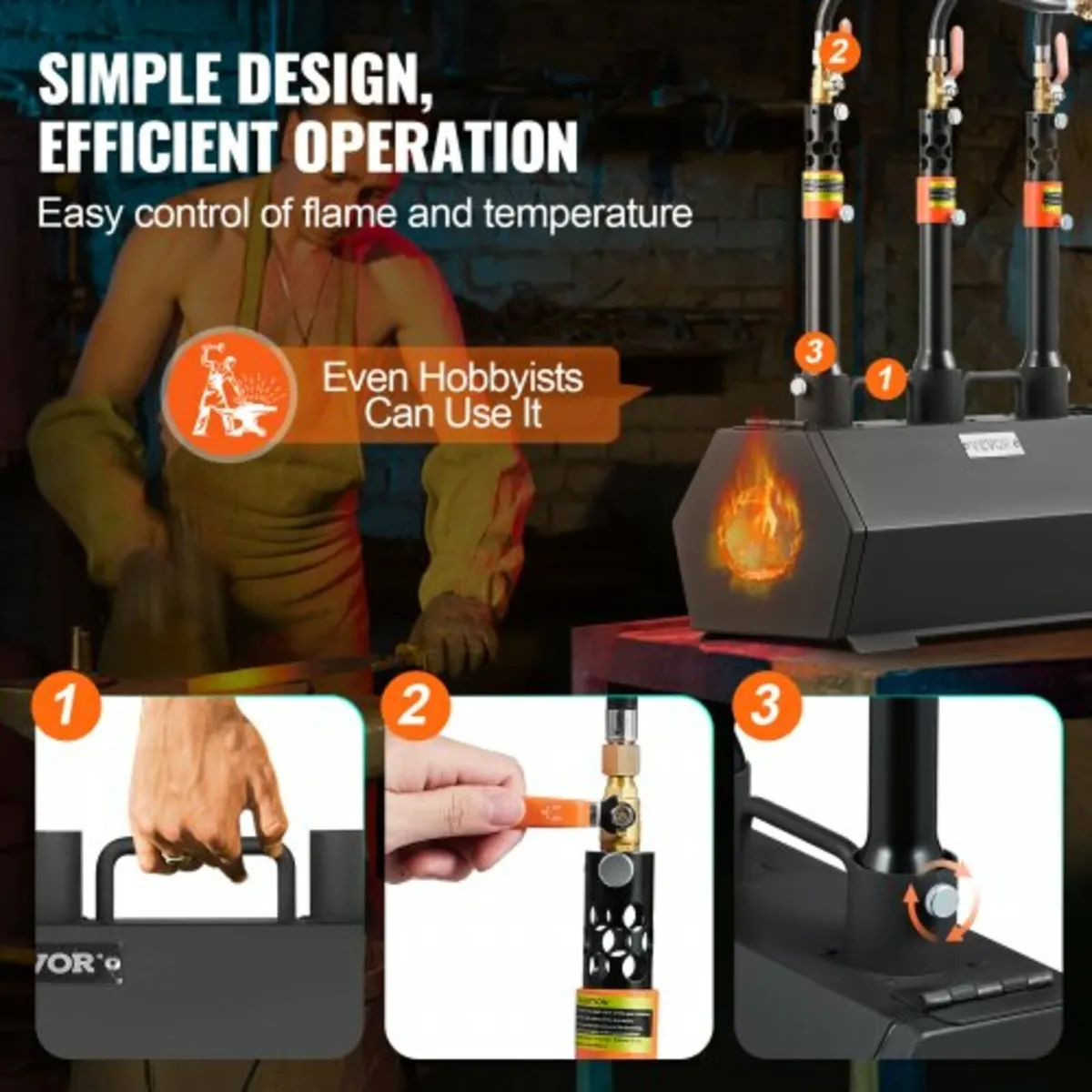 Propane Forge, 3 Burner Farrier Forge, 2600℉ Tool - Image 3